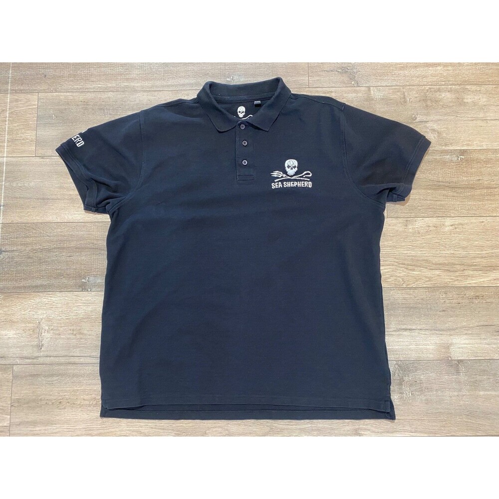 Sea Shepherd Black Short Sleeve Polo Embroidered Mens 3XL Shirt